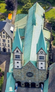Aerial view, pilgrimage basilica of the Visitation of the Virgin Mary, Werl, Soester Börde, North