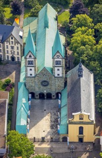 Aerial view, pilgrimage basilica of the Visitation of the Virgin Mary, Werl, Soester Börde, North