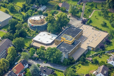 Aerial photo, Ursulinengymnasium Werl, construction site Werl Castle, castle ruins of the former