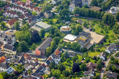 Aerial photo, Ursulinengymnasium Werl, construction site Werl Castle, castle ruins of the former