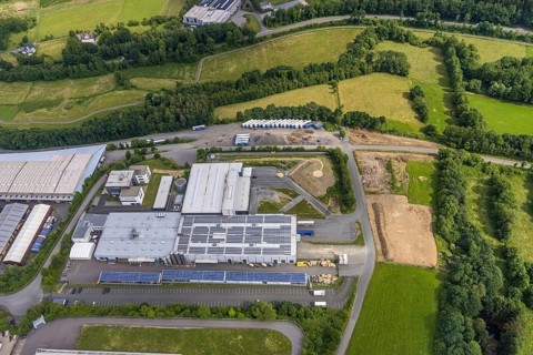 Aerial view, commercial area Gerlingen, Eisenstraße, Hillmicke, Wenden, Sauerland, North