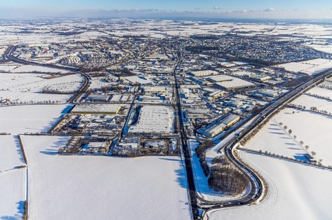 Aerial view, motorway access to the A445 motorway on the B63 Hammer Landstraße federal road,