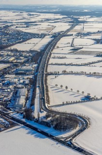 Aerial view, motorway access to the A445 motorway on the B63 Hammer Landstraße federal road,