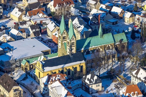 Aerial view, Old Town, Basilica of the Visitation of the Virgin Mary, Walburgisstraße, Old