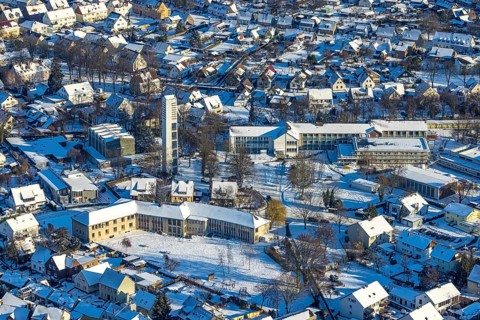 Aerial view, Walburgisschule, Paul-Gerhardt-Schule, Evangelische Paulus-Kirche, Evangelische