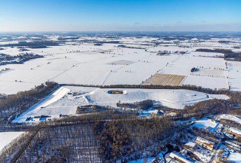 Aerial view, waste management Soest, sewage treatment plant Werl, winter, snow, Werl, Soester