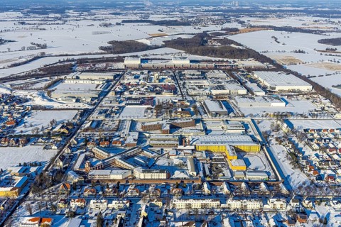 Aerial photo, Werl prison, Werl correctional facility, Werl correctional facility, industrial area,