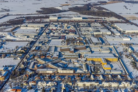 Aerial photo, Werl prison, Werl correctional facility, Werl correctional facility, industrial area,