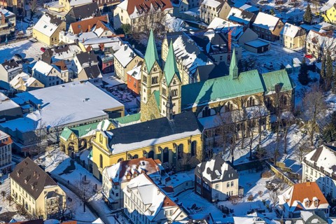 Aerial view, Old Town, Basilica of the Visitation of the Virgin Mary, Walburgisstraße, Old