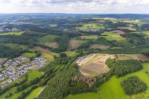 Aerial view, Wenden quarry, Schönauer Straße, Wenden, Sauerland, North Rhine-Westphalia, Germany,