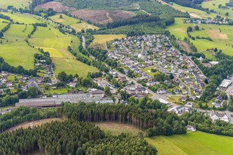 Aerial view, local view Heid, Wenden, Sauerland, North Rhine-Westphalia, Germany, DE, Europe,