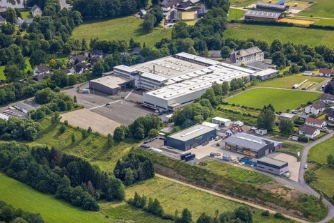 Aerial view, commercial area Hillmicker Straße, EMG Automation GmbH, Gerlingen, Hillmicke, Wenden,