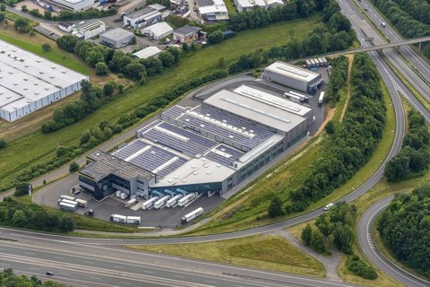 Aerial view, commercial area Hillmicker Straße, Sunflex Aluminiumsysteme, Gerlingen, Hillmicke,