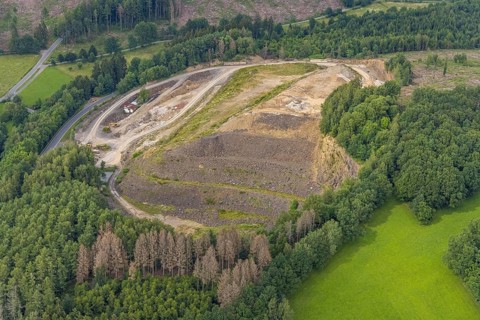 Aerial view, Wenden quarry, Schönauer Straße, Wenden, Sauerland, North Rhine-Westphalia, Germany,