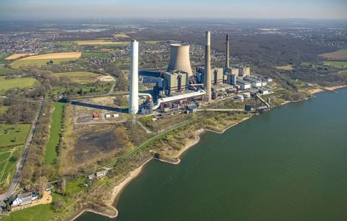 Aerial view, STEAG power plant Voerde, Möllen, Voerde, Ruhr area, Lower Rhine, North