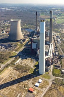 Aerial view, STEAG power plant Voerde, Möllen, Voerde, Ruhr area, Lower Rhine, North