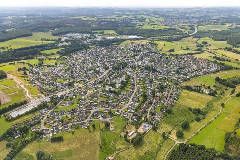 Aerial view, aerial view Hünsborn, Wenden, Sauerland, North Rhine-Westphalia, Germany, DE, Europe,