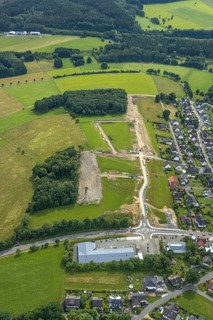Aerial view, construction site, new development area An der Wahre, for residential buildings,