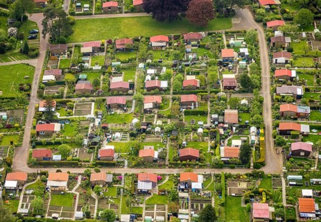 Aerial view, allotment garden association Birther Höfe, Asternweg, Hetterscheidt, city border