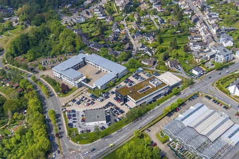 Aerial photo, fire brigade Velbert, Procar Automobile GmbH dealer, Velbert, Ruhr area, North