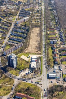 Aerial view, wasteland at Hindenburgstraße, Friedrichsfeld, Voerde, Ruhr area, Lower Rhine, North