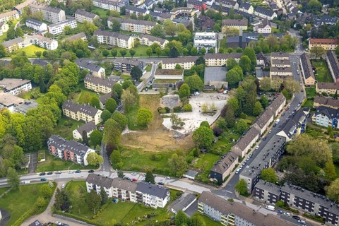 Aerial view, brownfield Fontanestraße corner Ernst-Moritz-Arndt-Straße, Krehwinkler Höfe, Velbert,