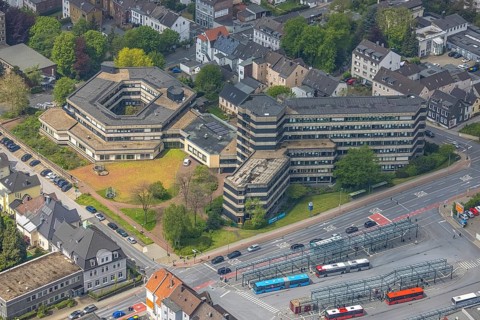 Aerial view, local court and tax office, Velbert, Ruhr area, North Rhine-Westphalia, Germany,