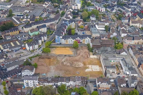 Aerial view, brownfield site at Sternbergstraße, Velbert, Ruhr area, North Rhine-Westphalia,