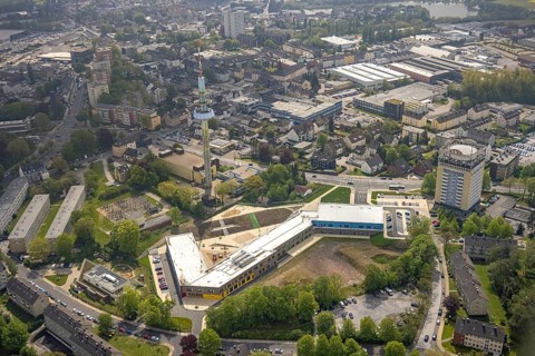 Aerial photo, primary school Kastanienallee, telecommunications tower Velbert, BKS high-rise
