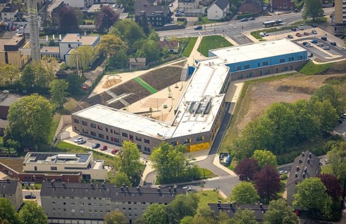 Aerial photo, Kastanienallee primary school, Velbert, Ruhr area, North Rhine-Westphalia, Germany,