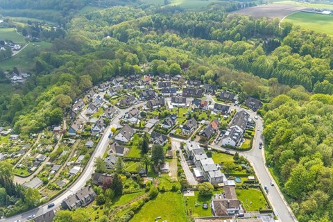Aerial view, residential area Am Brangenberg, Velbert, Ruhr area, North Rhine-Westphalia, Germany,
