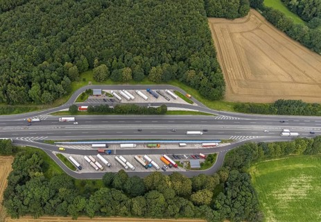 Aerial view, motorway A44 with rest area Grüntal and rest area Buchenhain, Ostbüren,
