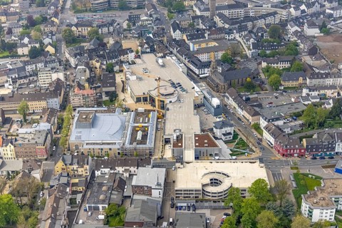 Aerial view, construction site at Forum Niederberg, cultural and event centre, StadtGalerie