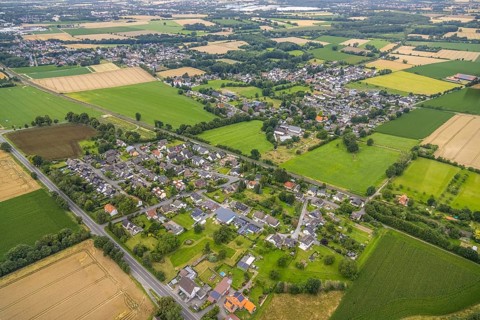 Aerial view, local view Mühlhausen, Unna, Ruhr area, North Rhine-Westphalia, Germany, DE, Europe,