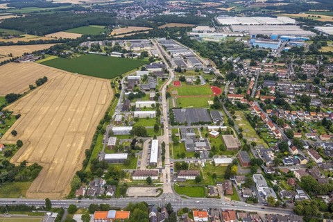 Aerial photo, Glückauf Kaserne military area, Königsborn, Unna, Ruhr area, North Rhine-Westphalia,