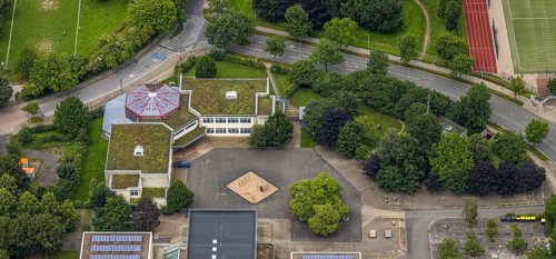 Aerial photo, Bürgerforum Königsborn, Königsborn, Unna, Ruhr area, North Rhine-Westphalia, Germany,