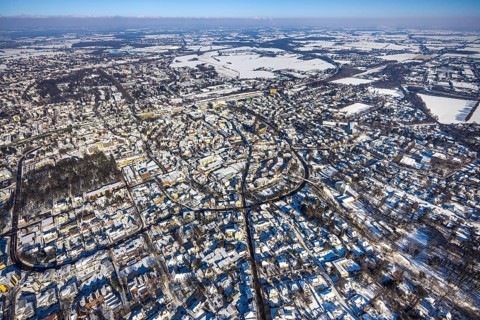 Aerial view, city centre, city, old town, Wallring, Unna, Ruhr area, North Rhine-Westphalia,
