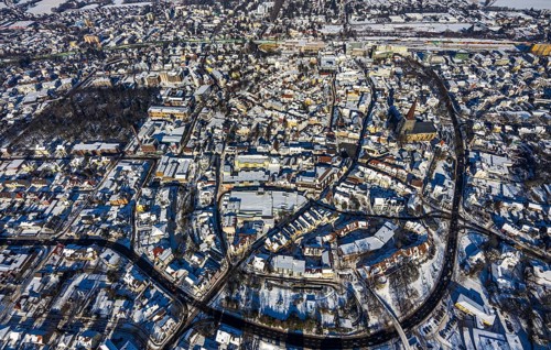 Aerial view, city centre, city, old town, Wallring, Unna, Ruhr area, North Rhine-Westphalia,