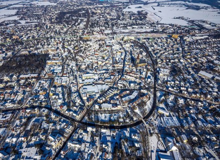 Aerial view, city centre, city, old town, Wallring, Unna, Ruhr area, North Rhine-Westphalia,