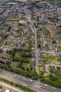 Aerial view, Rewe supermarket with solar roof, Massener Hellweg, primary school Schillerschule,