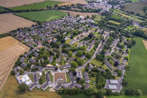 Aerial view, Buderuskolonie, Campus Unna Hochschulcampus, construction site at Lippestraße, Maßen,