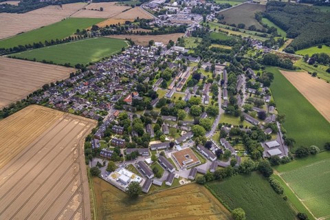 Aerial view, Buderuskolonie, Campus Unna Hochschulcampus, construction site at Lippestraße, Maßen,