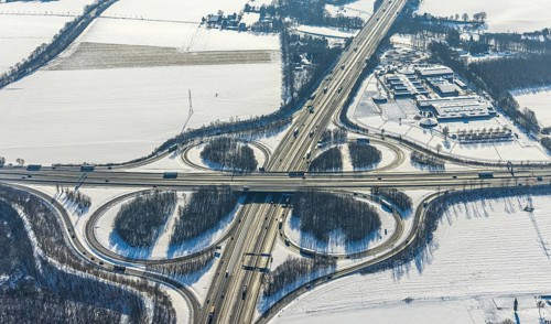 Aerial view, motorway junction Dortmund-Unna, A44 and A1, equestrian centre Massener Heide, Maßen,