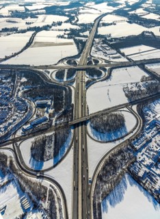 Aerial view, motorway junction Dortmund-Unna, A44 and A1, Maßen, Unna, Ruhr area, North