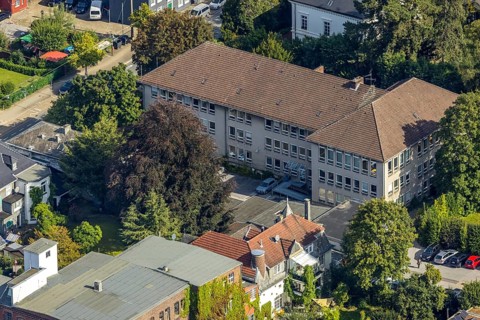Aerial view, town hall Schwelm in the district Öhde in Schwelm, Ruhr area, North Rhine-Westphalia,