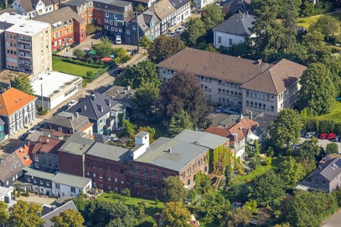 Aerial view, town hall Schwelm in the district Öhde in Schwelm, Ruhr area, North Rhine-Westphalia,