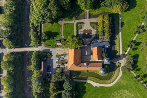 Aerial view, Schloss Haus Martfeld in the district of Lindenberg in Schwelm, Ruhr area, North