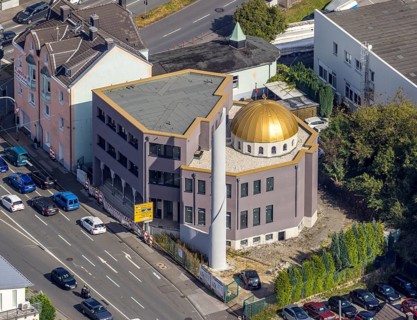 Aerial view, new mosque building, new building Diyanet-Turkish Islamic Cultural Association Schwelm