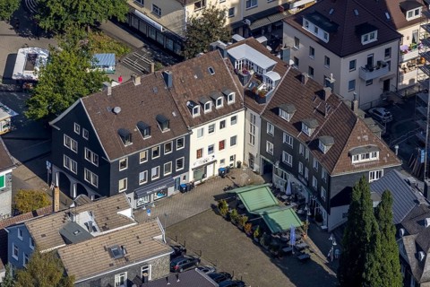 Aerial view, Altmarkt at the evang. Christuskirche in Schwelm, Ruhr area, North Rhine-Westphalia,