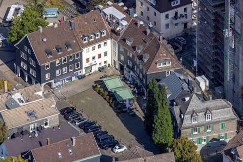 Aerial view, Altmarkt at the evang. Christuskirche in Schwelm, Ruhr area, North Rhine-Westphalia,